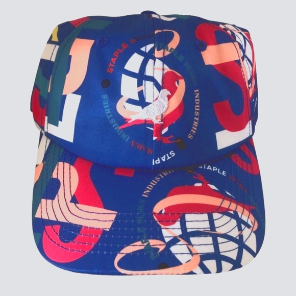 Staple NWT Men’s Streetwear Blue Red Orange Yellow Graphic Snap-Back Hat - Picture 1 of 7